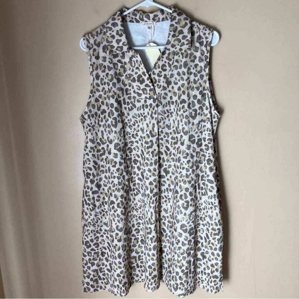 Jodifl Women’s NWT Leopard Animal Print Sleeveless Dress; Size L